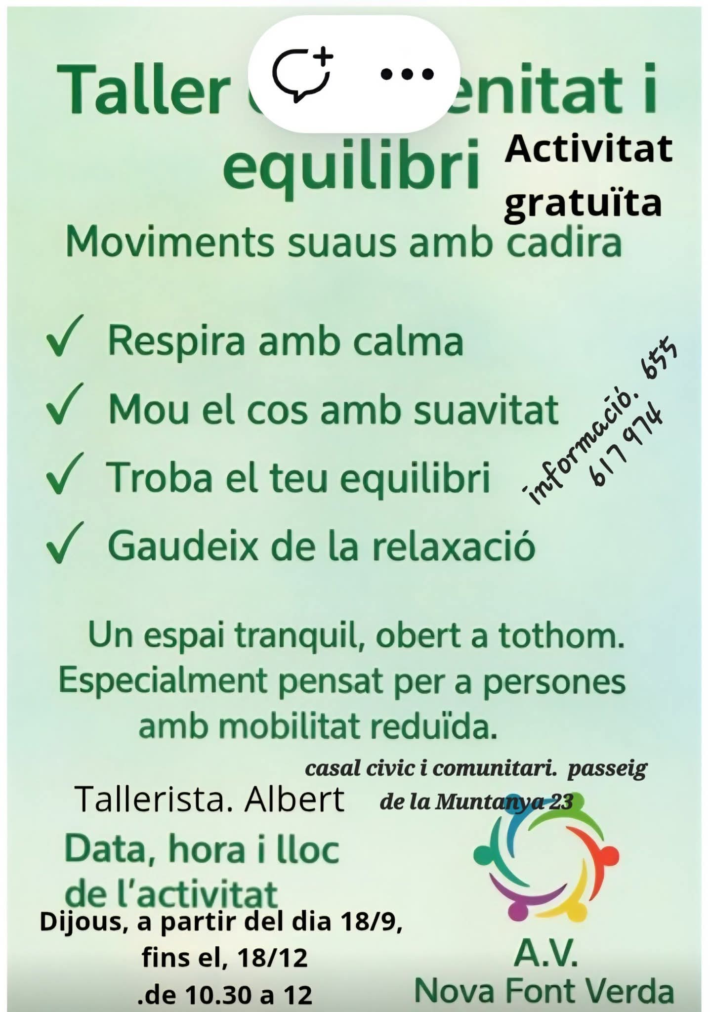 Més informació sobre l'article taller de serenitat i equilibri